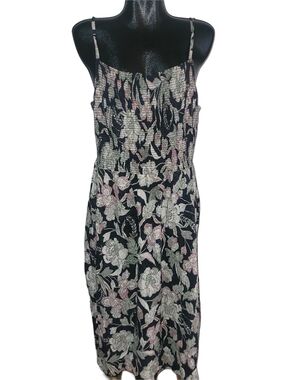 Old Navy Black Floral Spaghetti Strap Cami Summer Dress Size XL